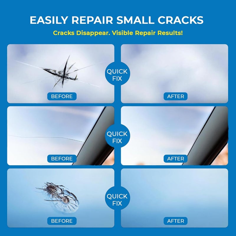 DESIGNIFYCO Store Windshield Crack Repair Kit 3 Bottles Nano Quick and Efficiency Glass Repair Liquid for Cracks Glass Fixing Chips,Bullseye, Star-Shaped,Windshield Scratch Remover - Image 4